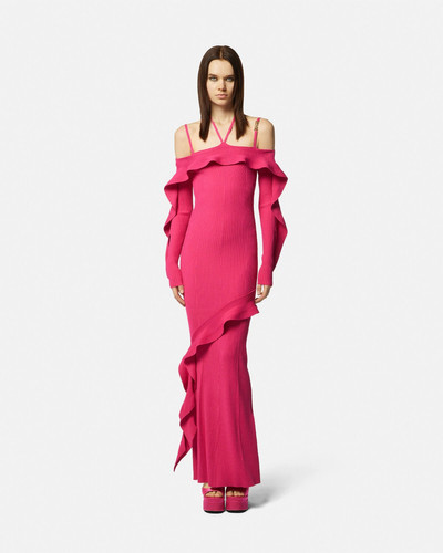 VERSACE JEANS COUTURE Ruffled Ribbed Knit Long Dress outlook