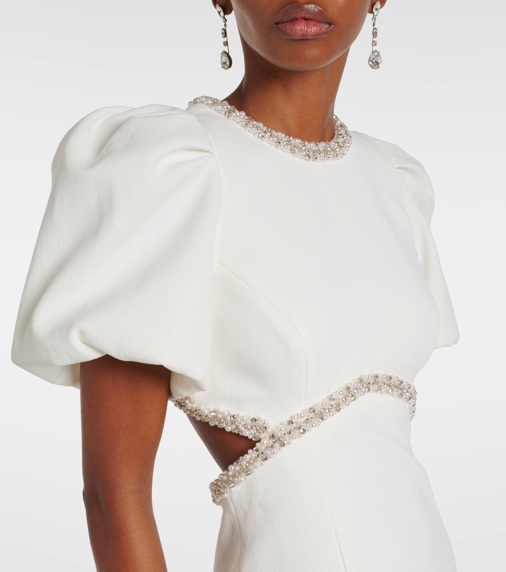 Bridal Alicia embellished crêpe midi dress - 4