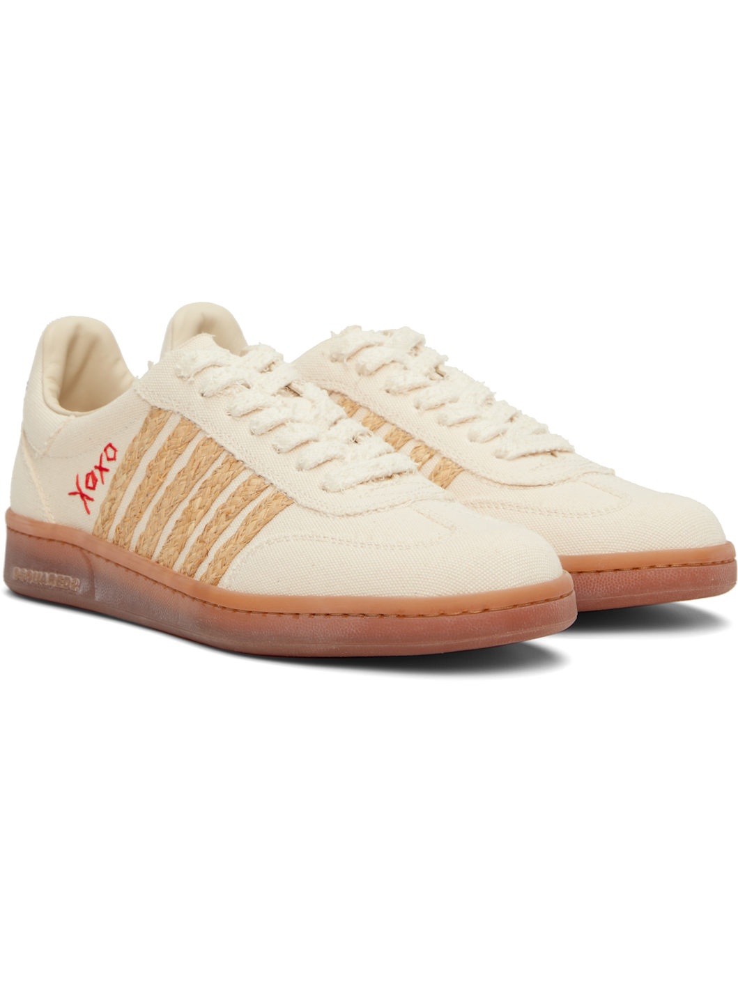 Beige Summer Lovers Raffia Boxer Sneakers - 4