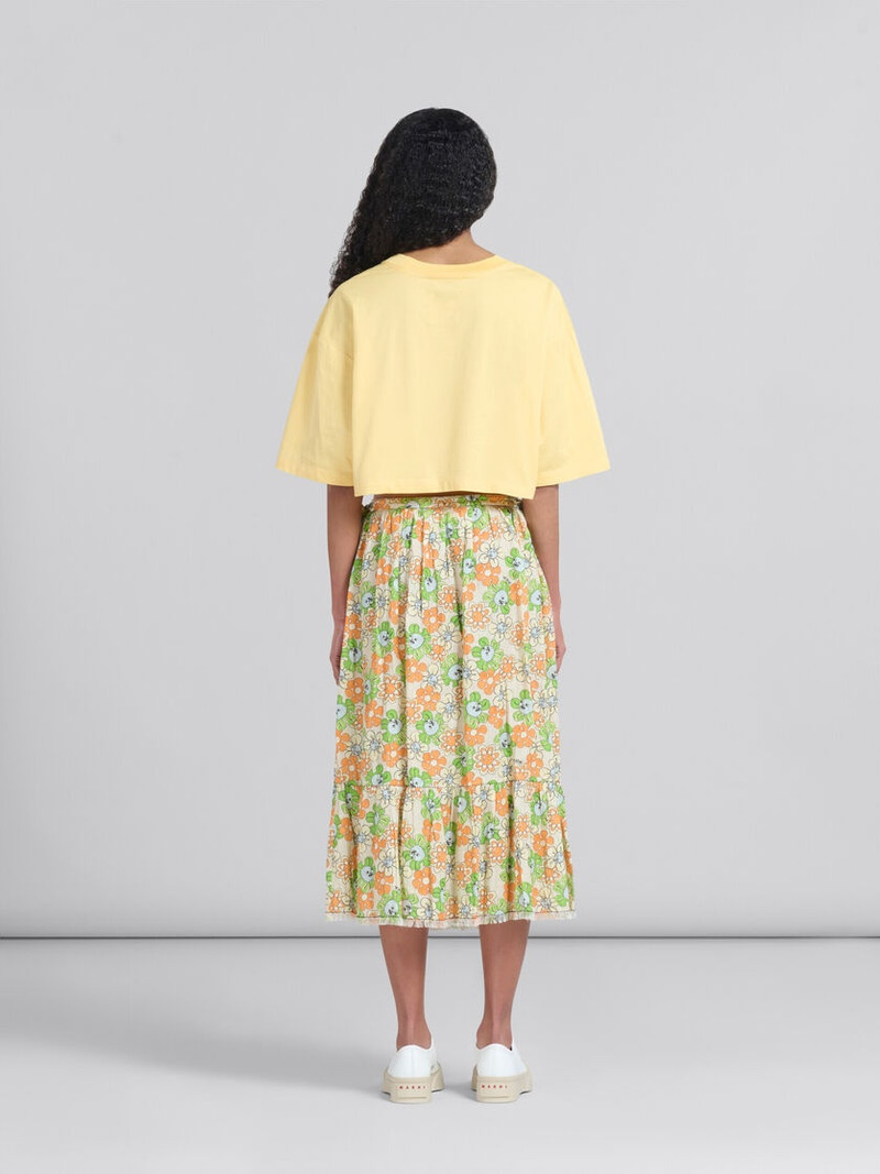 ORANGE AND GREEN PRINTED LINEN SKIRT WITH FLOUNCE 3