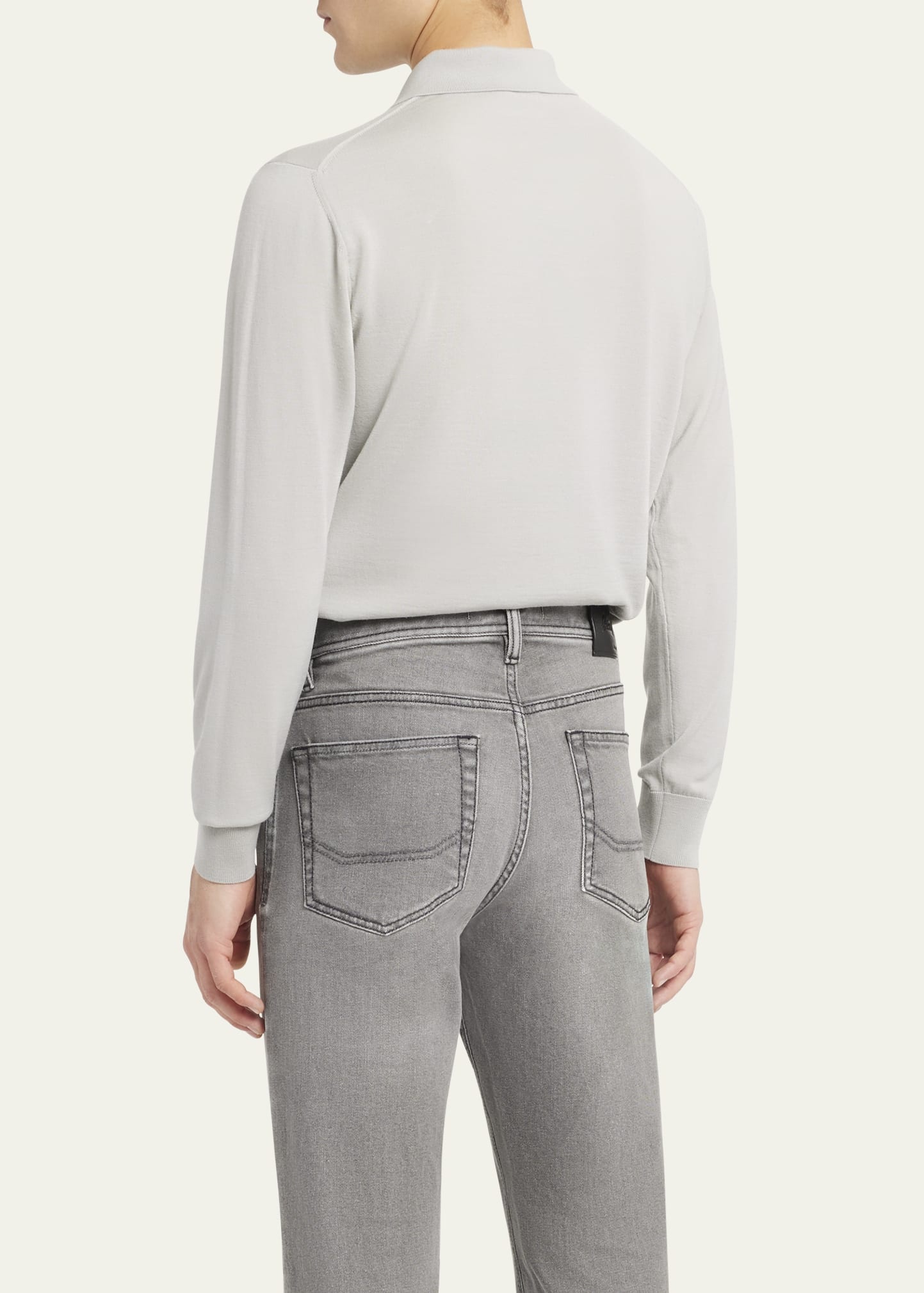 Men's Gray Denim Five-Pocket Pants - 3