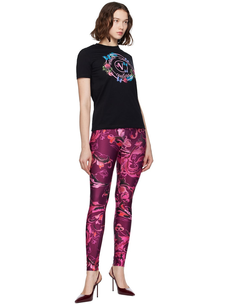 VERSACE JEANS COUTURE Black Cotton Jersey Screen-Printed T-shirt outlook