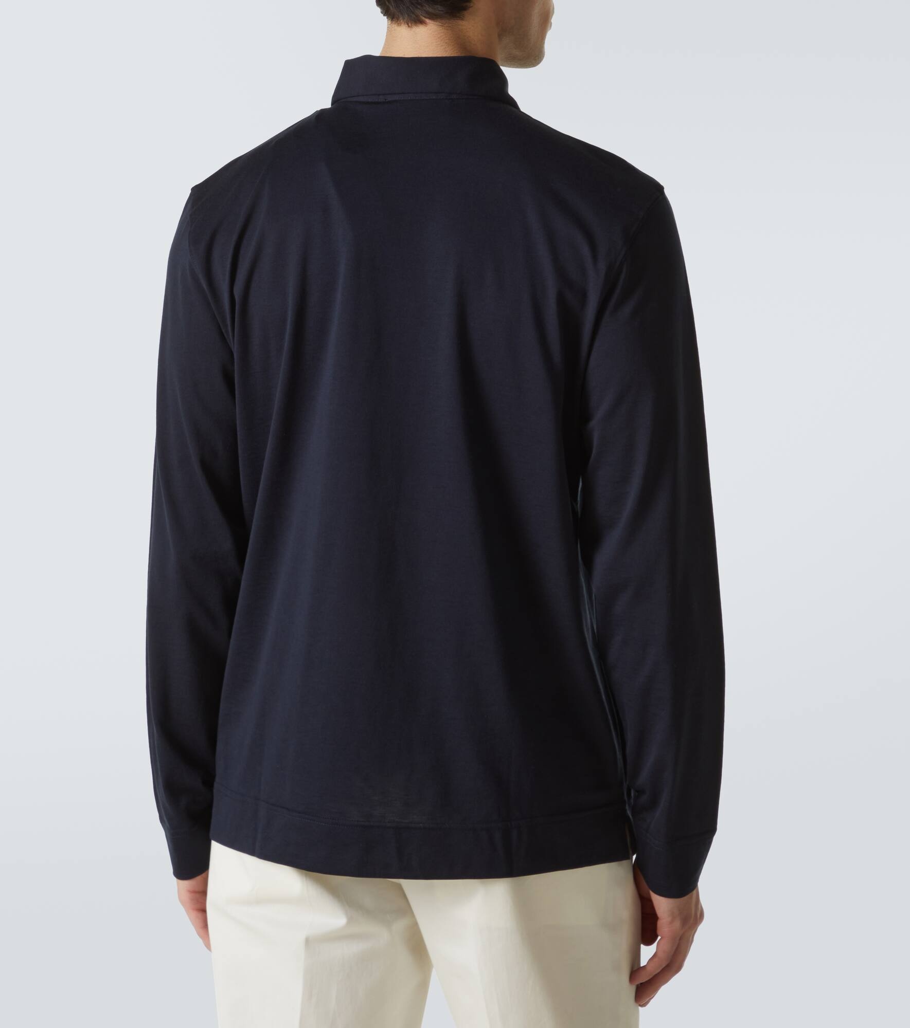 Cotton and silk polo sweater - 4