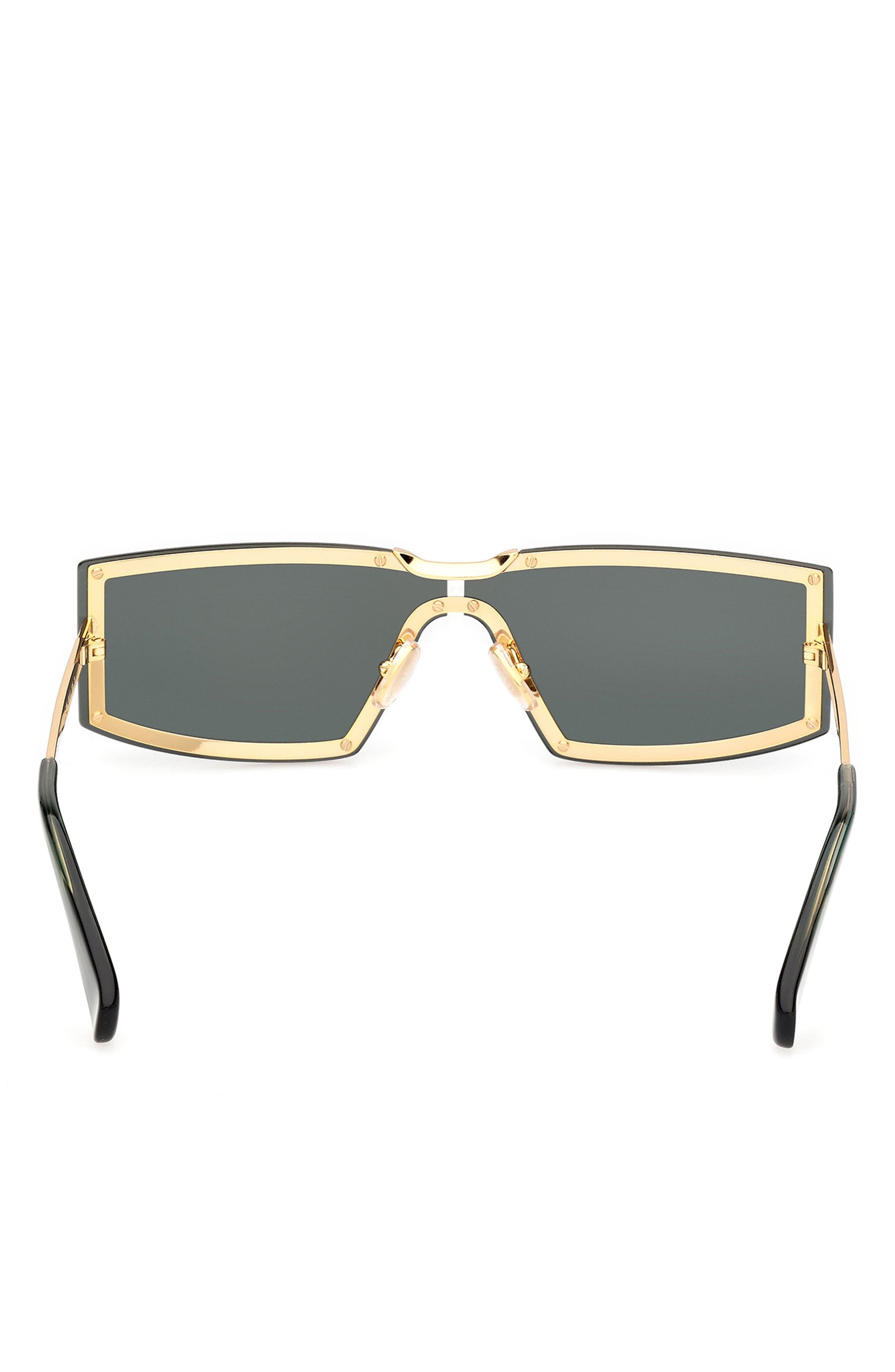 Max Mara 68mm Oversize Rectangular Sunglasses in Gold/Strpd Emerald /Emerald at Nordstrom - 8
