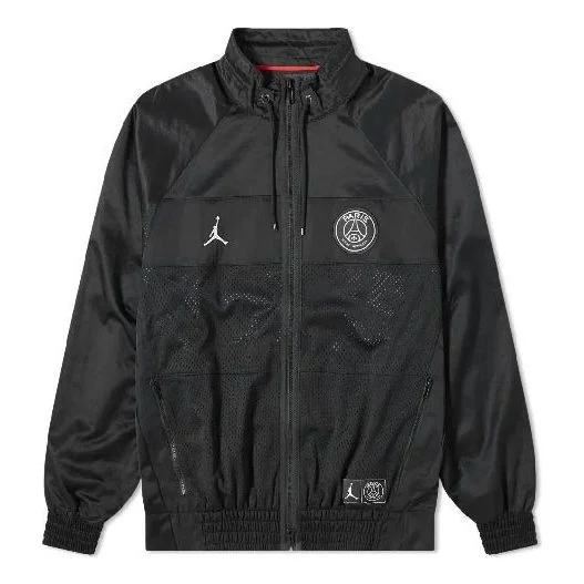Air Jordan x PSG Crossover Alphabet Printing Long Sleeves Zipper Jacket Black BQ8369-010 - 1