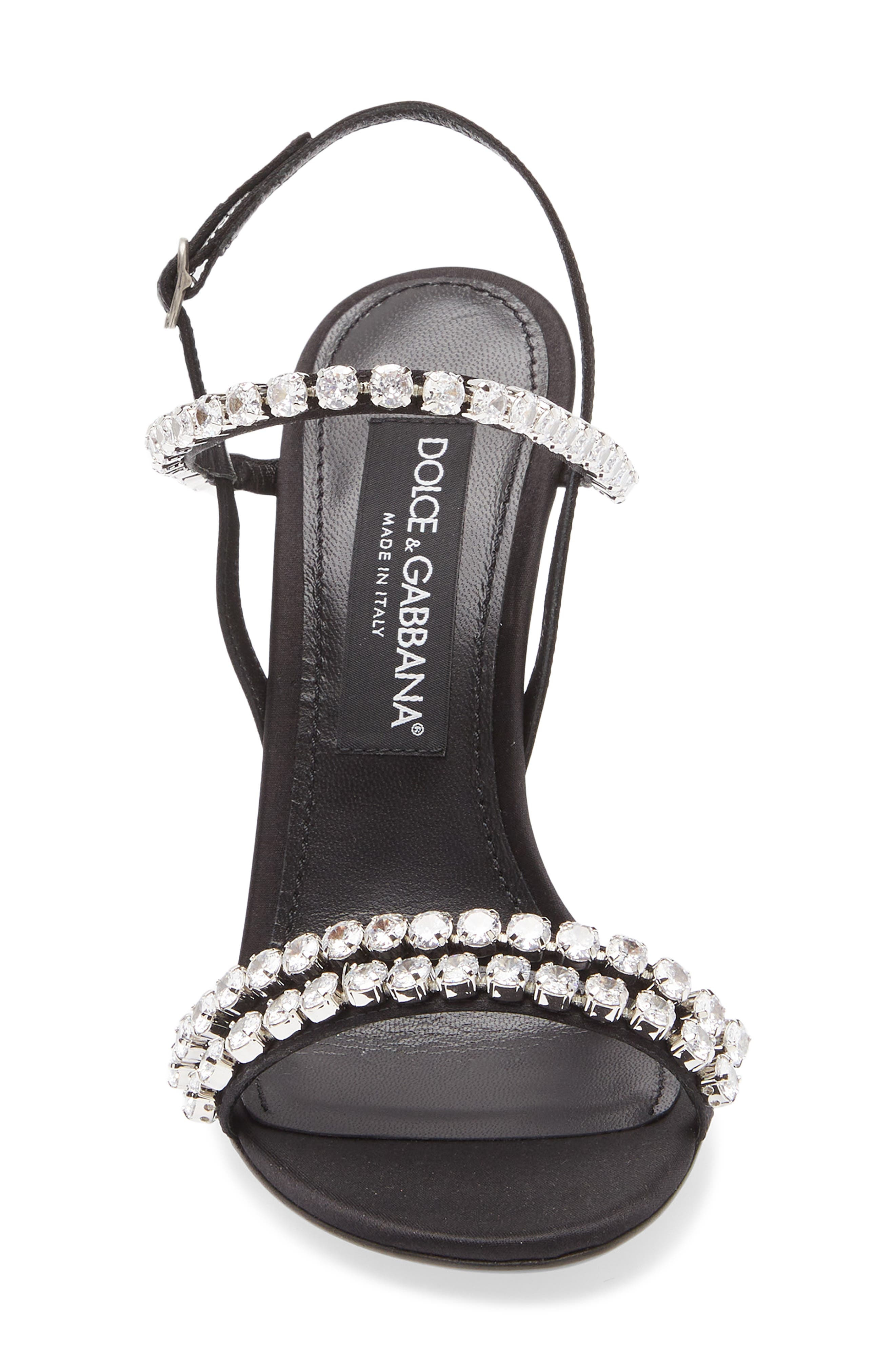 Dolce&Gabbana Crystal Strap Sandal in 8S488 Nero/Crystal at Nordstrom - 4