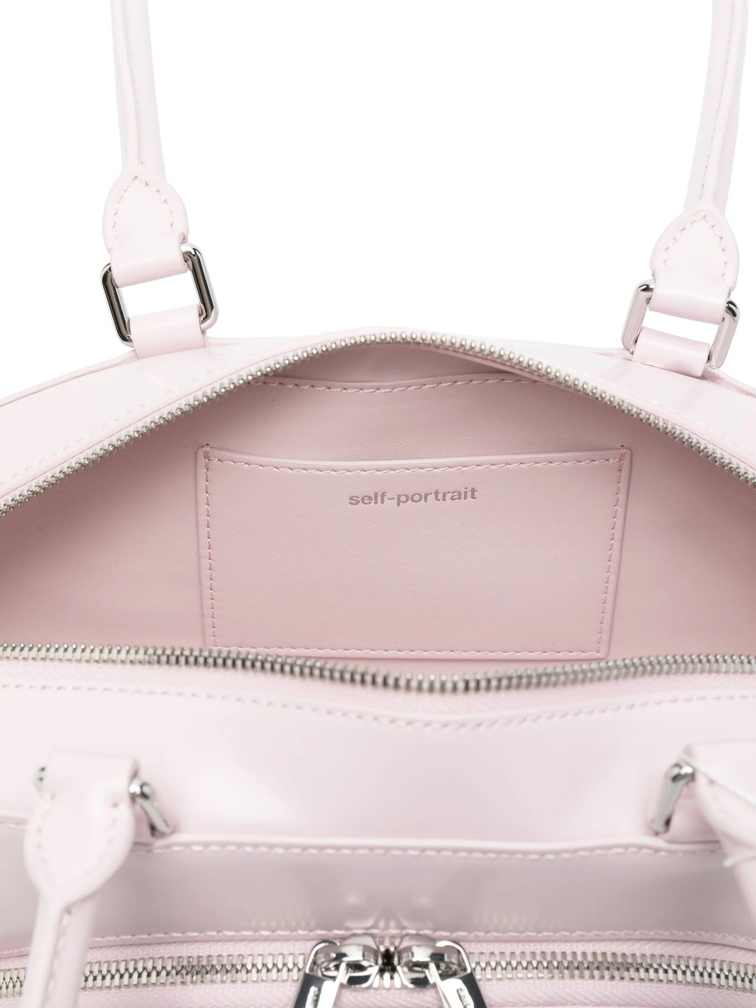 Lilac Leather Curved Charm Shoulder Bag - 5