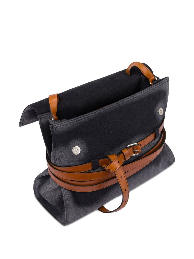 leather-trimmed denim shoulder bag 3