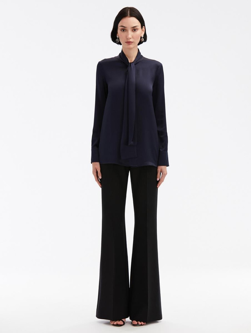 Oscar de la Renta TIE-NECK SILK BLOUSE outlook