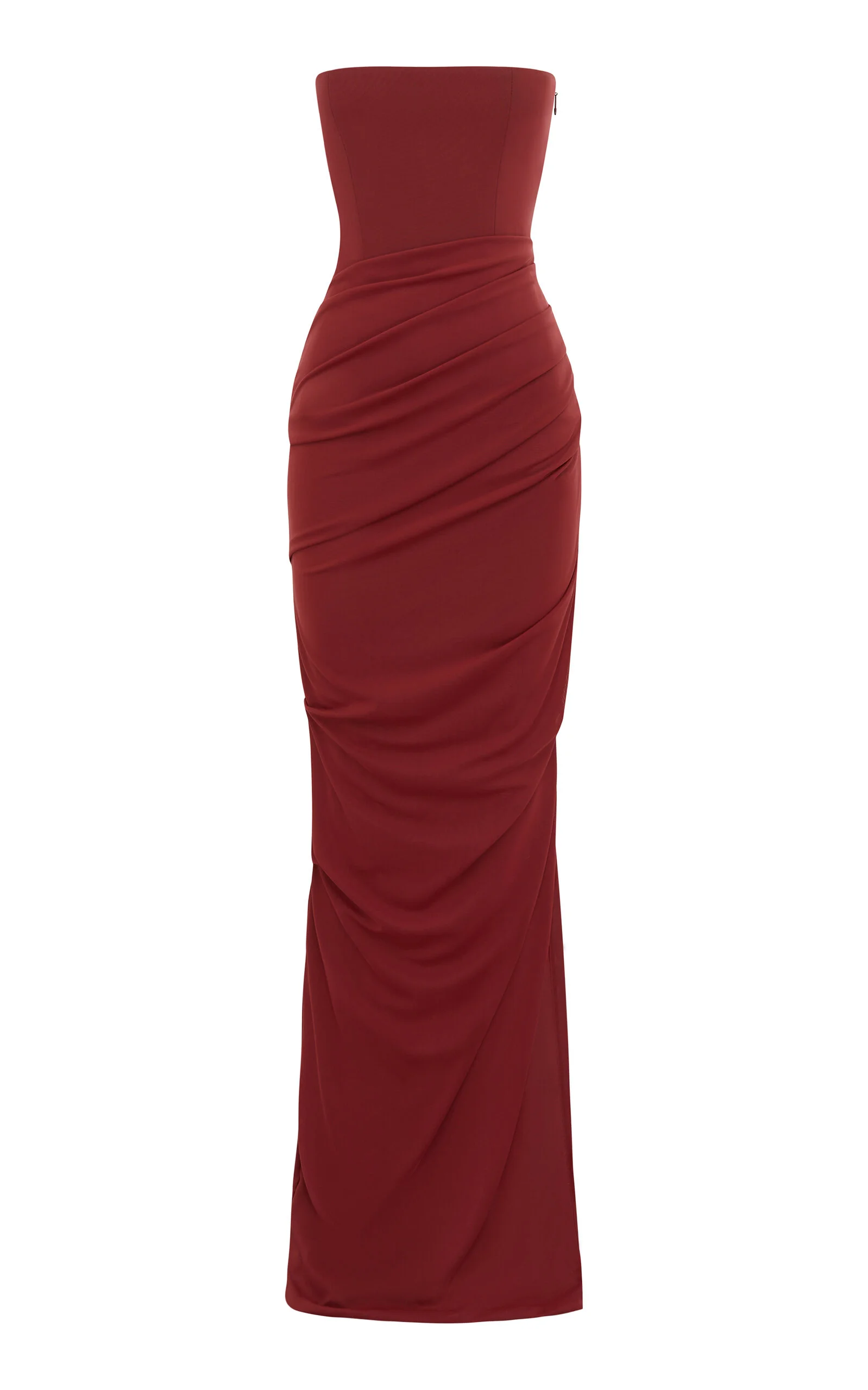 Strapless Stretch-Mesh Maxi Dress burgundy - 1