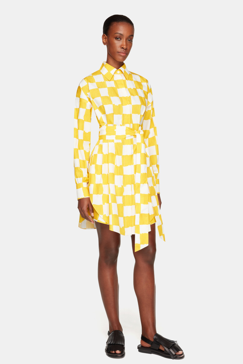 Emilia Wickstead X Palm Heights Jalissa Top in Yellow and White Checkerboard Print Cotton 4