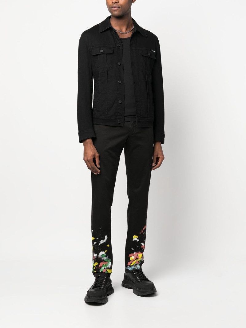 PHILIPP PLEIN paint-splatter effect chinos outlook