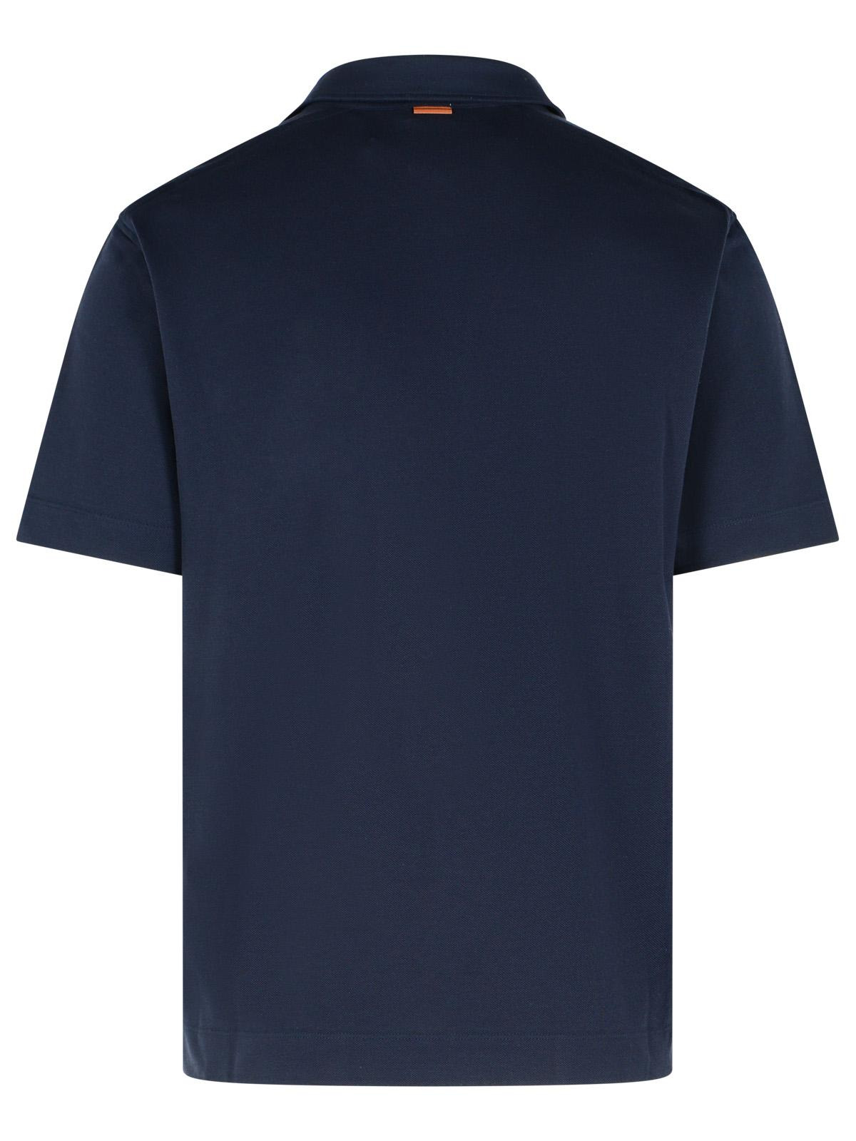 Zegna 'Pure' Blue Cotton Polo Shirt Men - 3