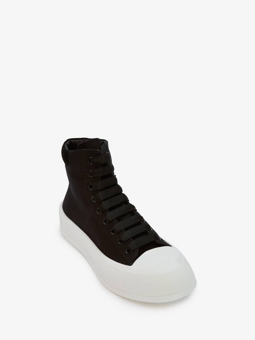 Deck Plimsoll High Top in Black - 2