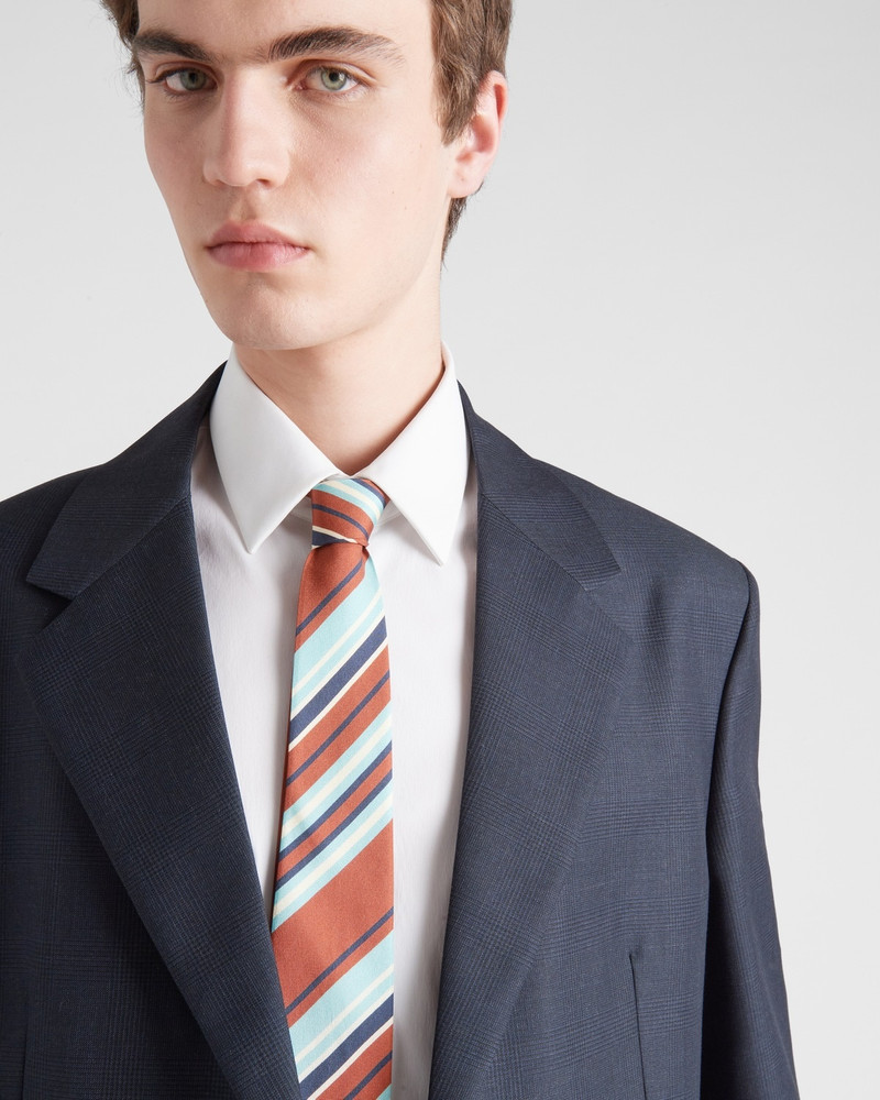 Prada Striped silk twill tie outlook