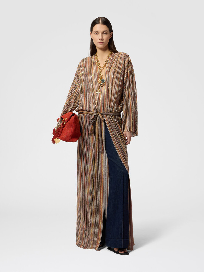 Missoni Ribbed Viscose Lamé Long Cardigan with Belt outlook