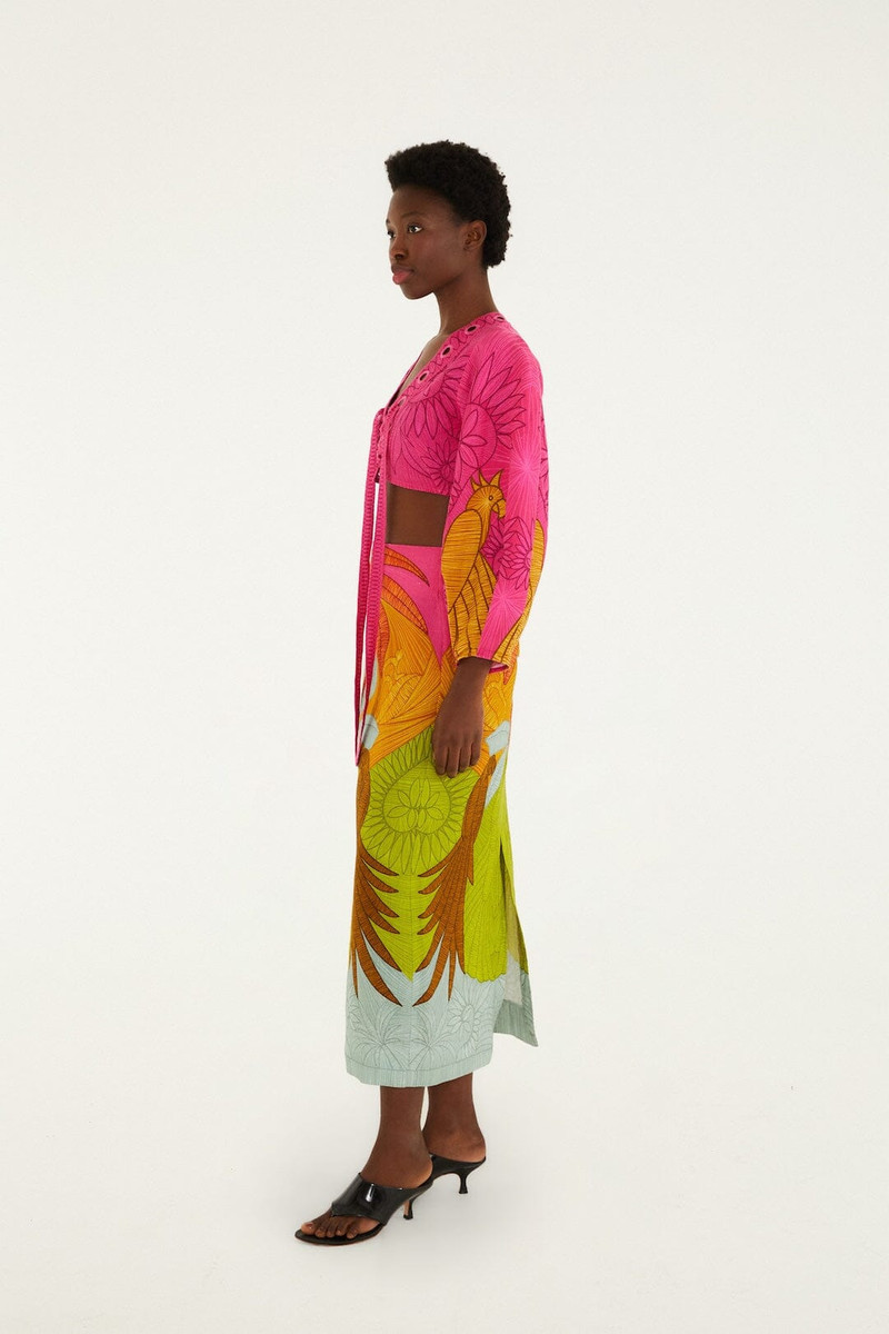 Multicolor Usiacuri Euroflax Premium Linen Midi Skirt 4