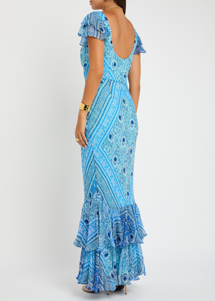 Rixo Ordinia Patterned Chiffon Maxi Dress - 3