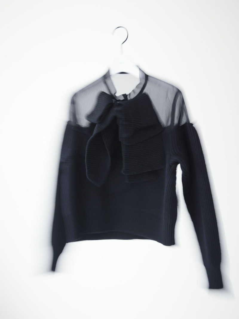 sacai Chiffon Mix Wool Knit Pullover outlook
