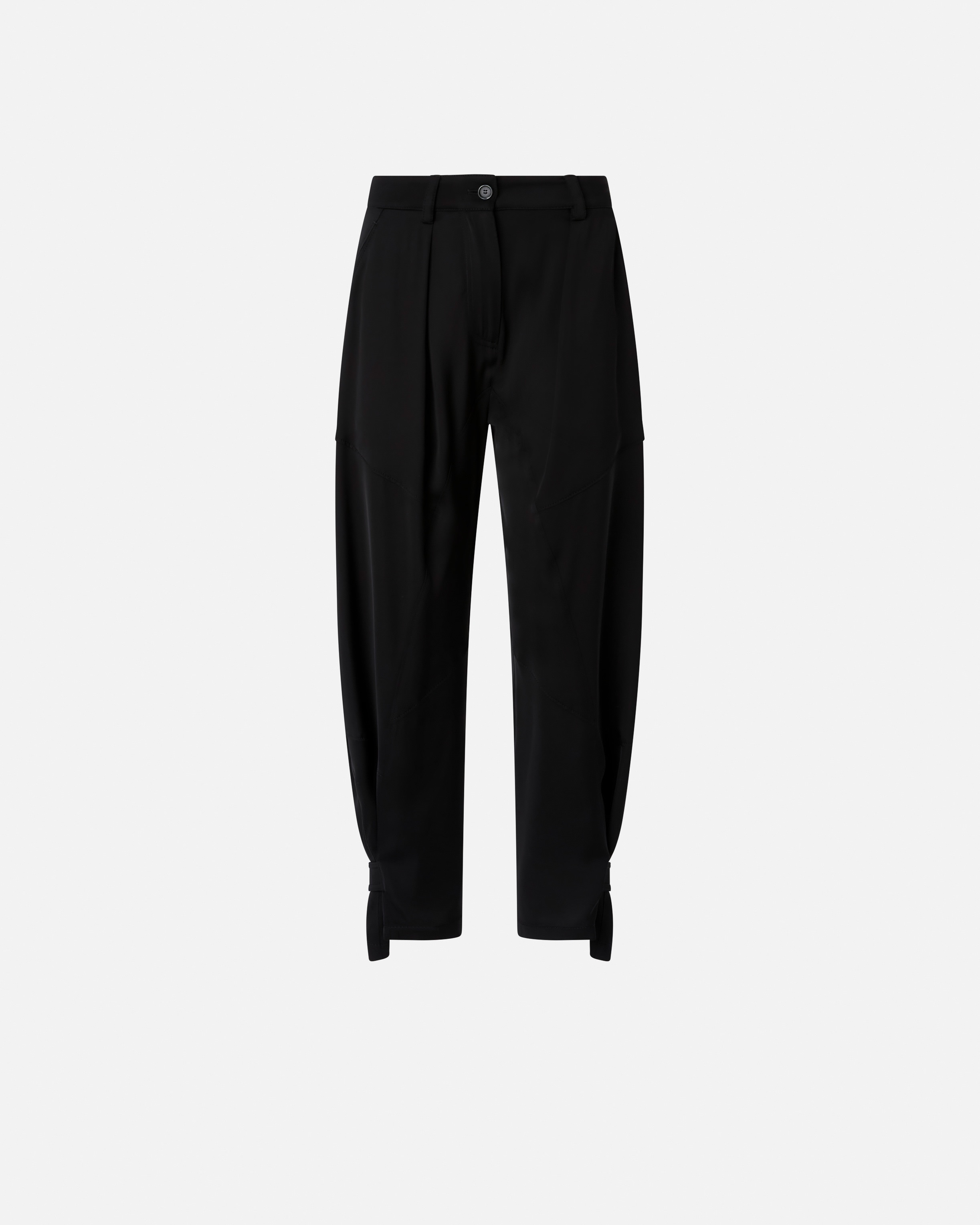 P-PANTS TROUSERS IN MATTE SATIN WITH BUTTON AT THE HEM - 1