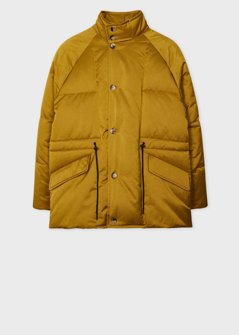 Mustard Recycled Nylon-Blend Down Coat 1