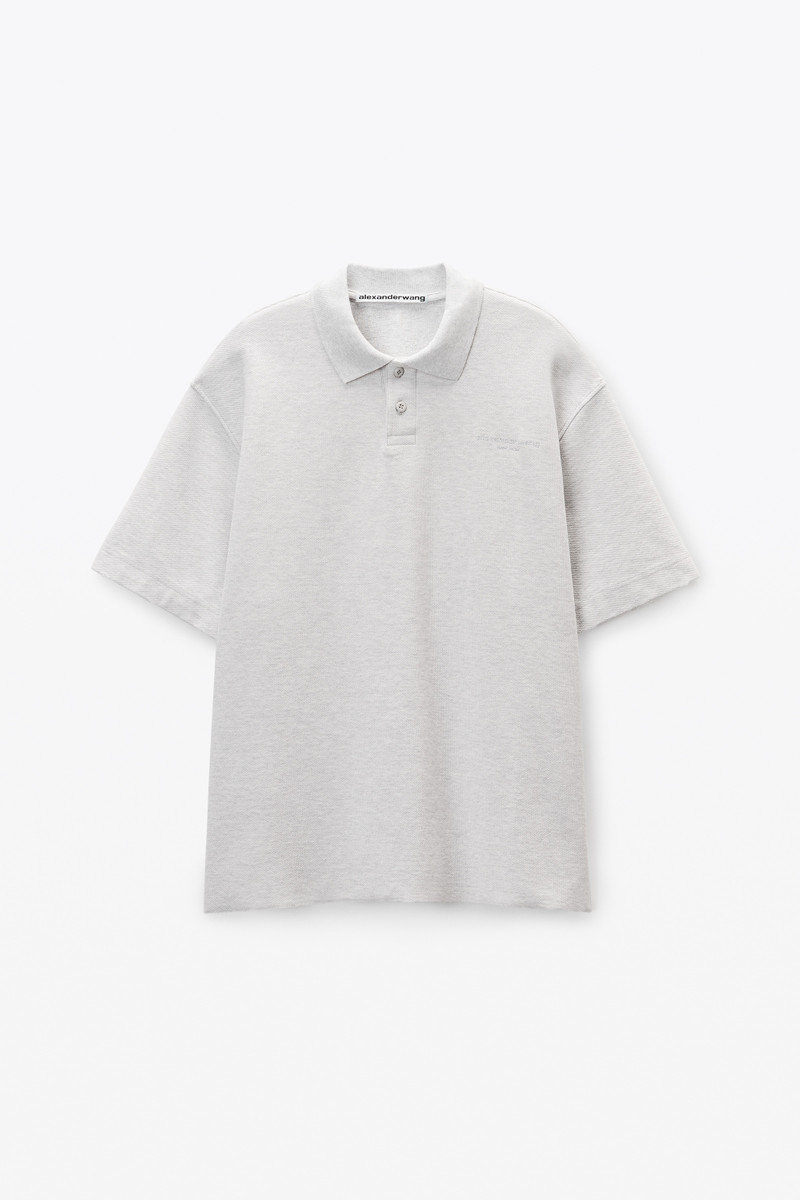 light grey striped Pique Polo 1
