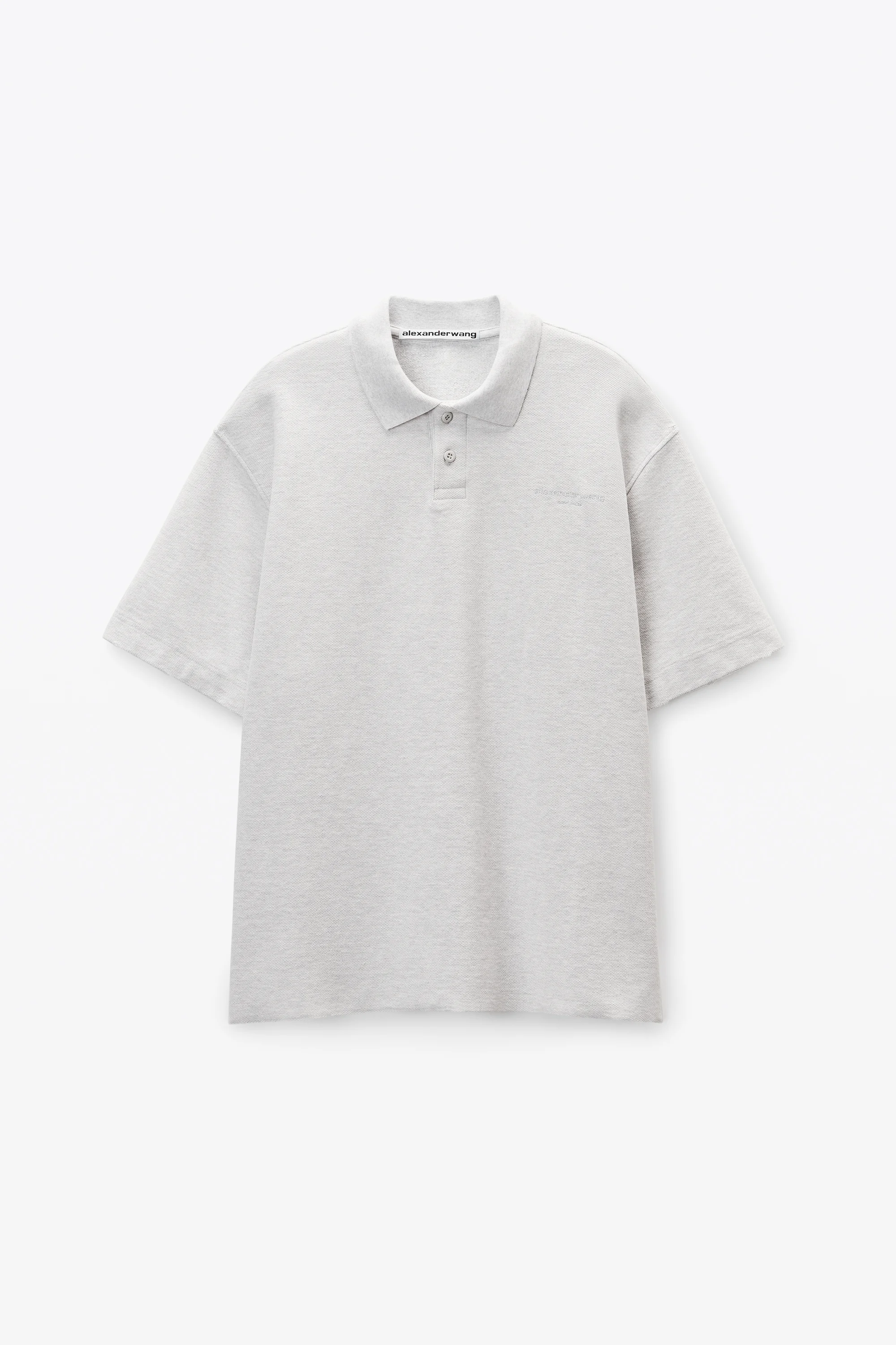 light grey striped Pique Polo - 1