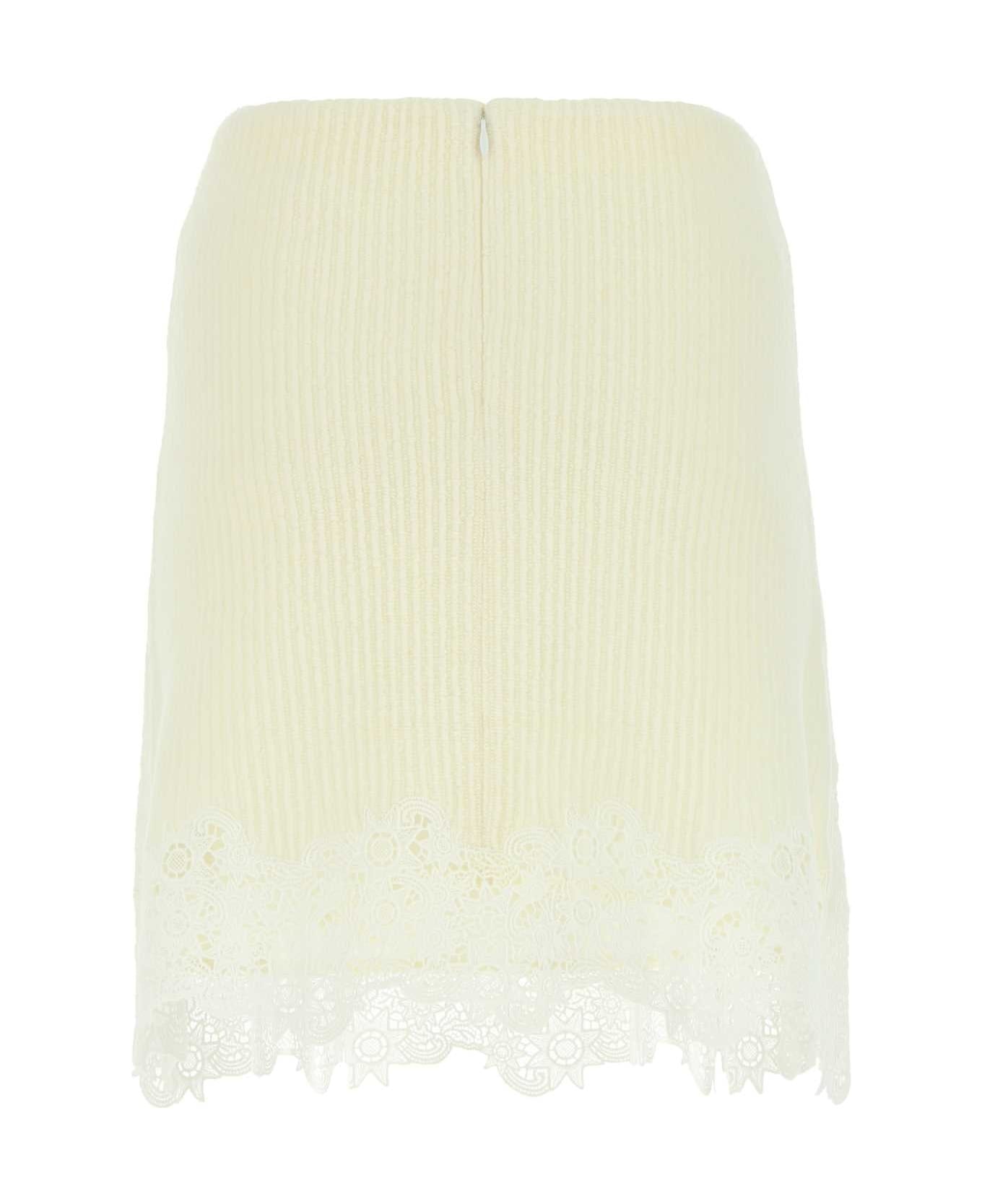 Ivory Wool Mini Skirt - 2