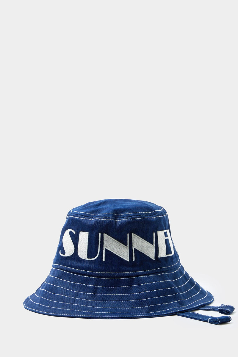 LOGO STRING BUCKET HAT / blue 1