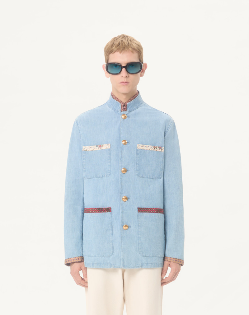VALENTINO DENIM SAFARI JACKET WITH PRINTED EDGES 4