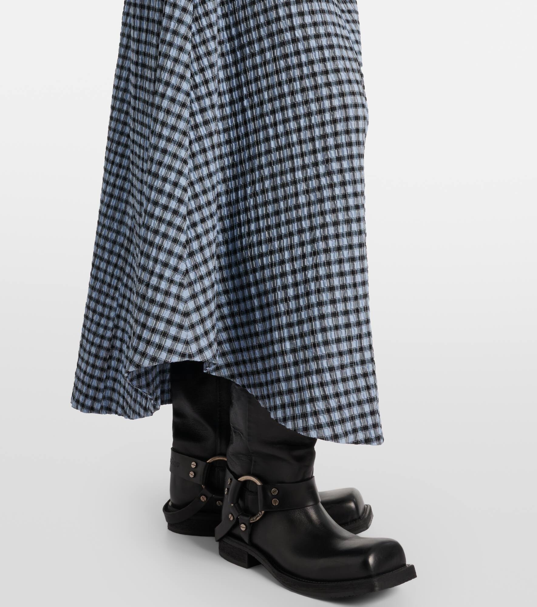 Gingham high-rise cotton-blend maxi skirt - 5