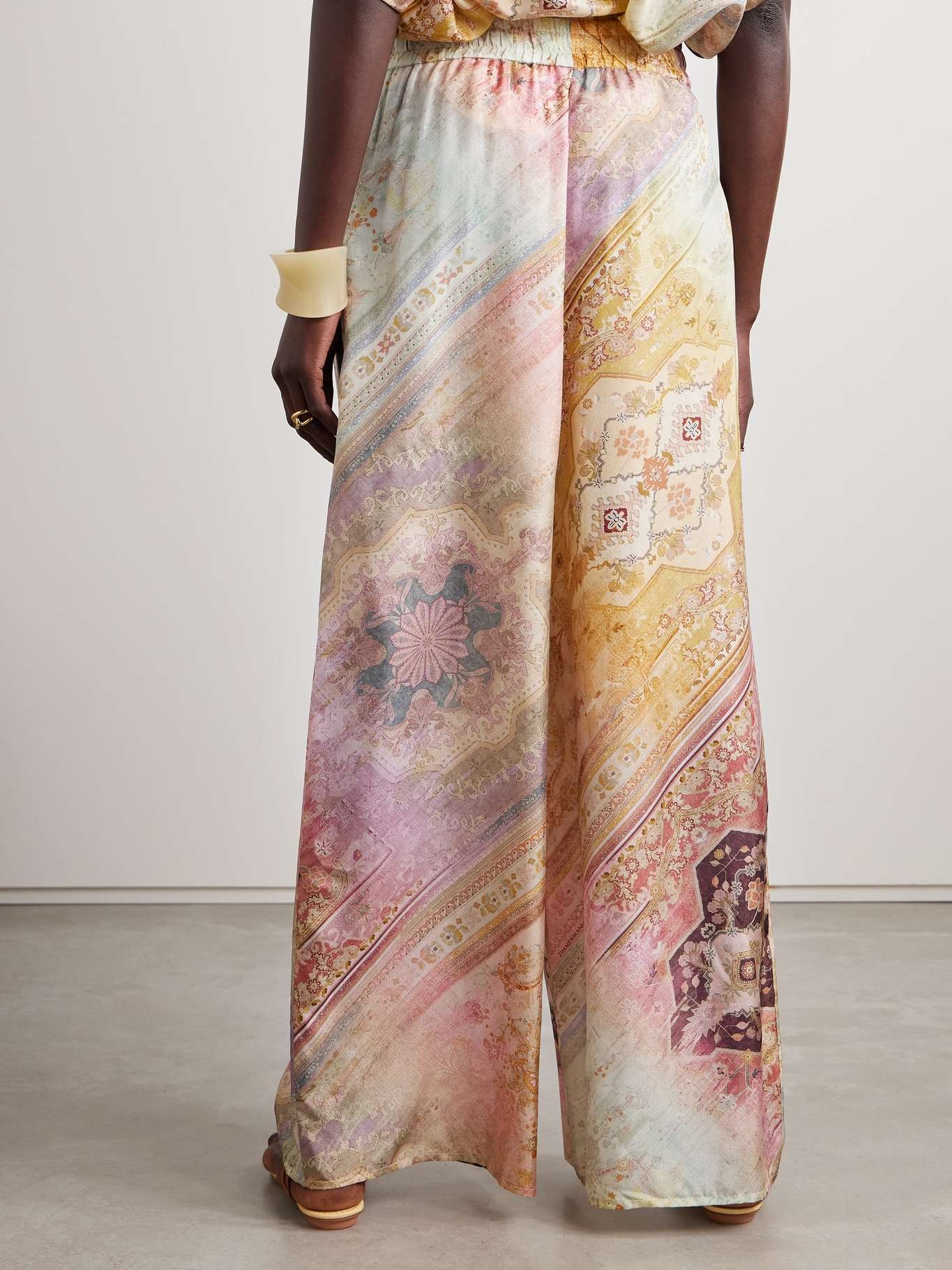 Tallow printed silk wide-leg pants Pink - 3
