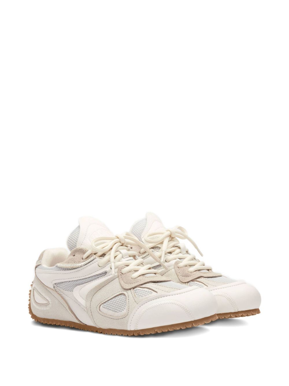 Slow leather mesh-panel sneakers - 2