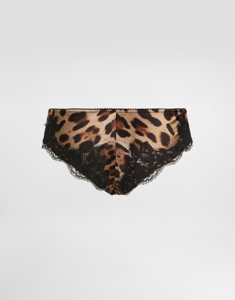 Dolce & Gabbana Leopard-print satin briefs with lace detailing outlook