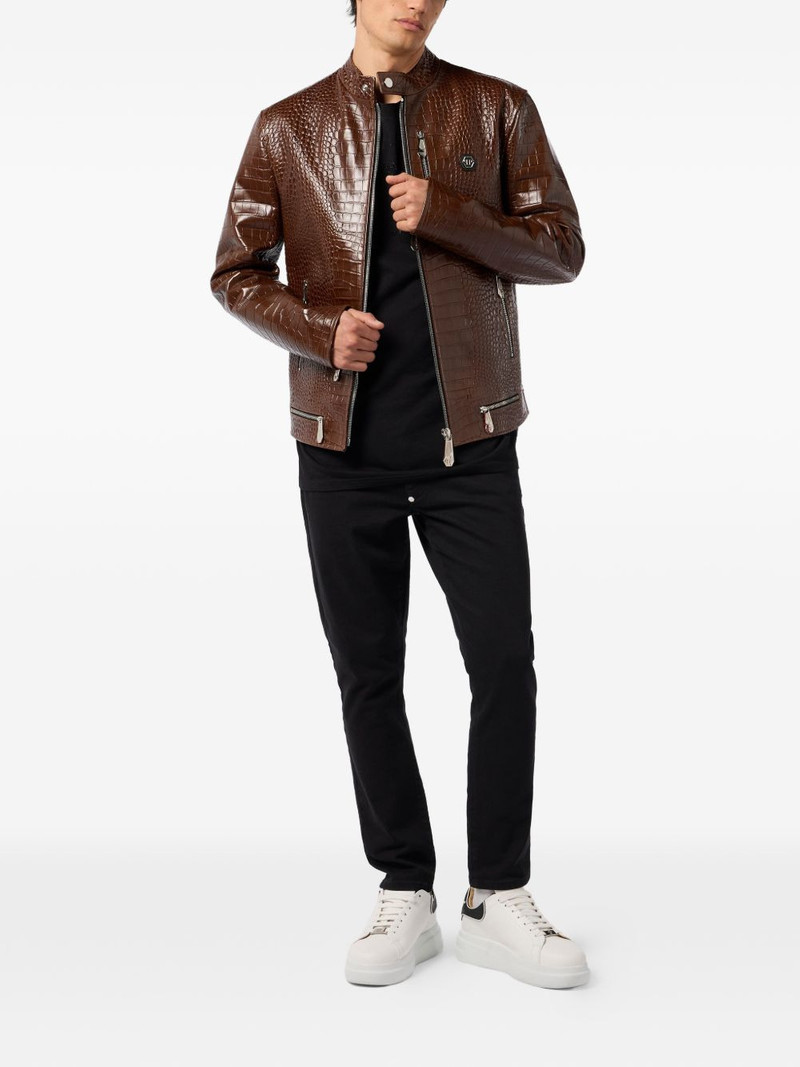 PHILIPP PLEIN zip-fastening leather jacket outlook