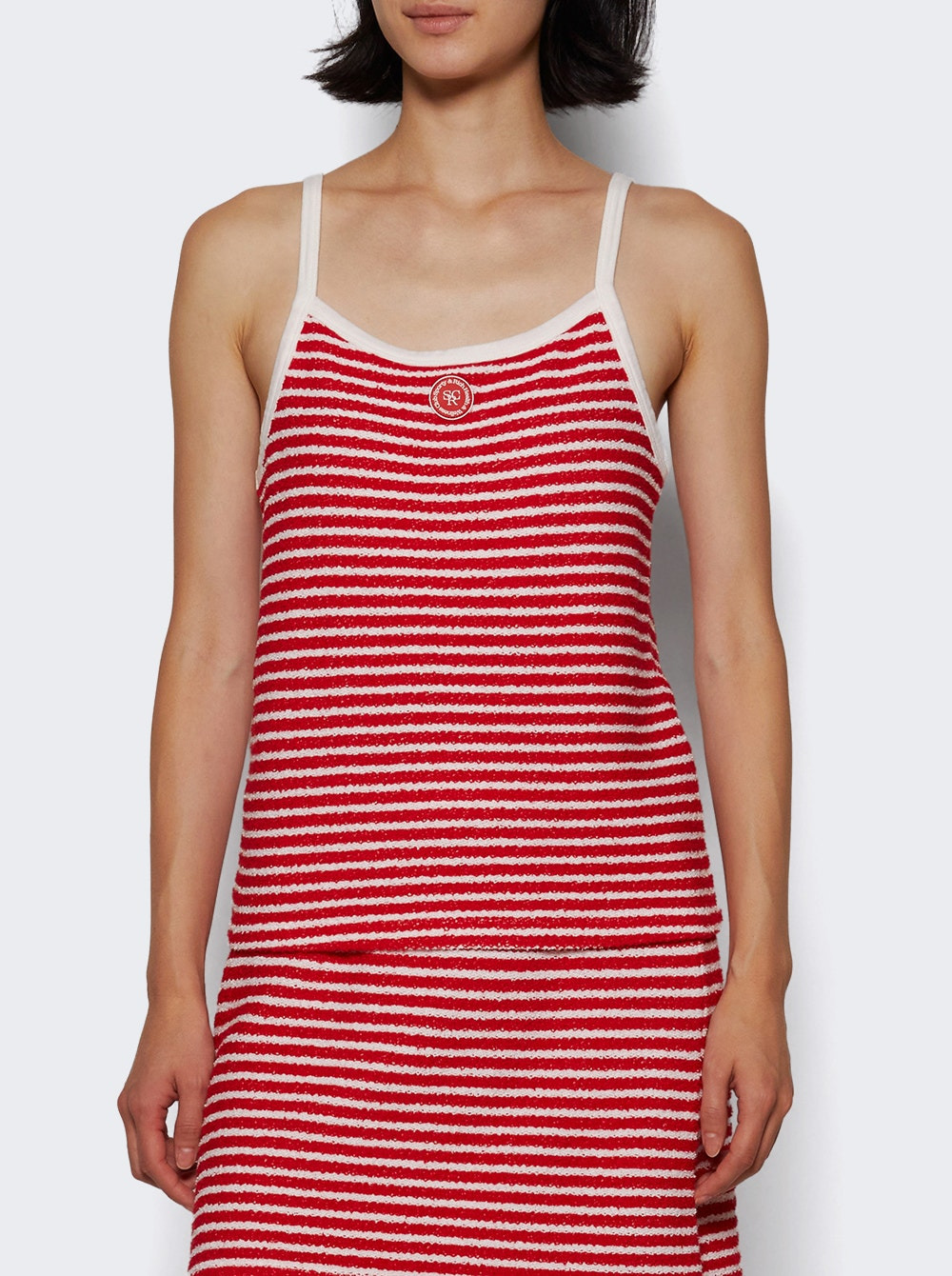 Serif Logo Striped Terry Tank Fire Red Stripes - 2