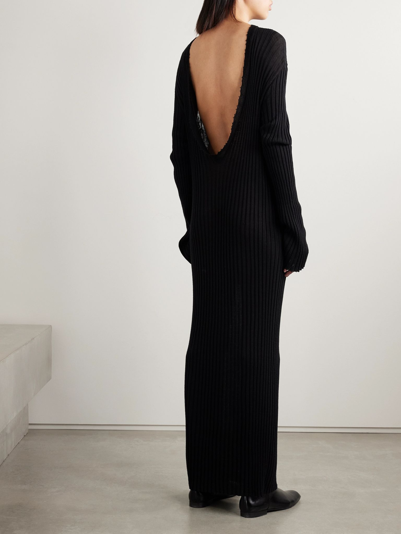 Sigrid ribbed merino wool-blend maxi dress Black - 3