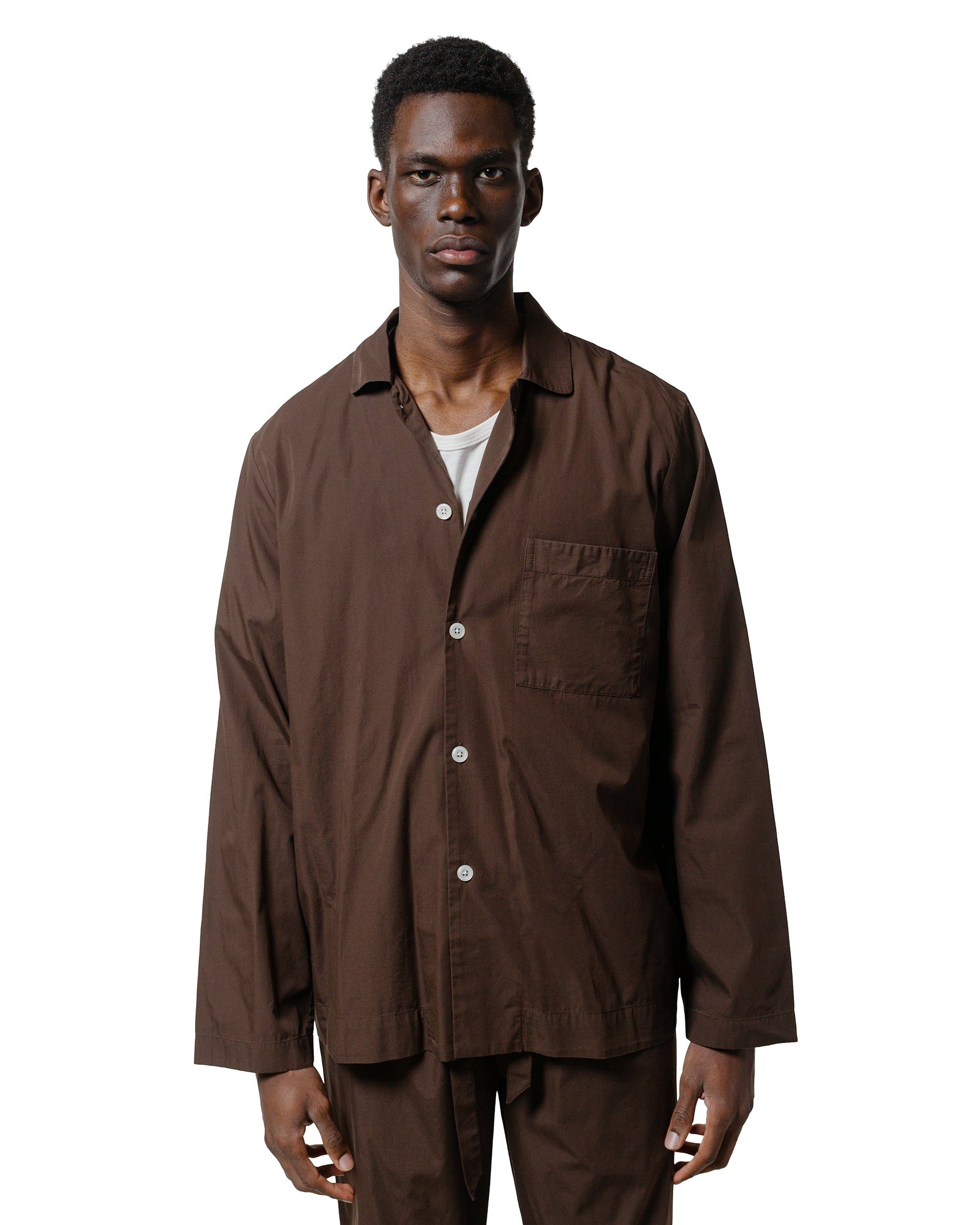 Tekla Poplin Pyjama Shirt Coffee - 2