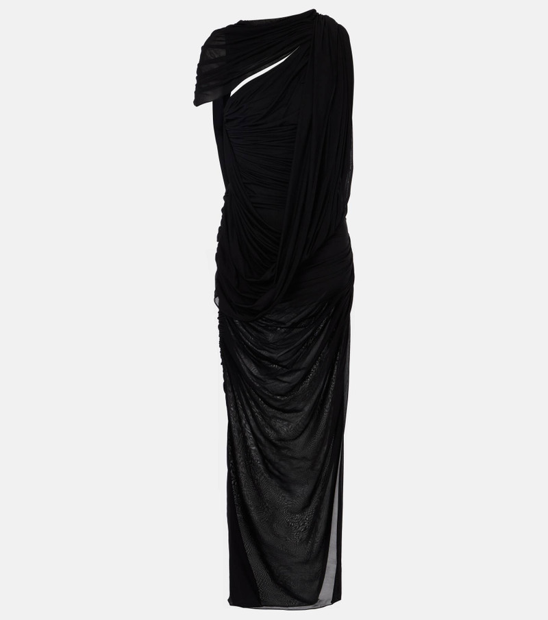 Draped open-back jersey maxi dress - 1