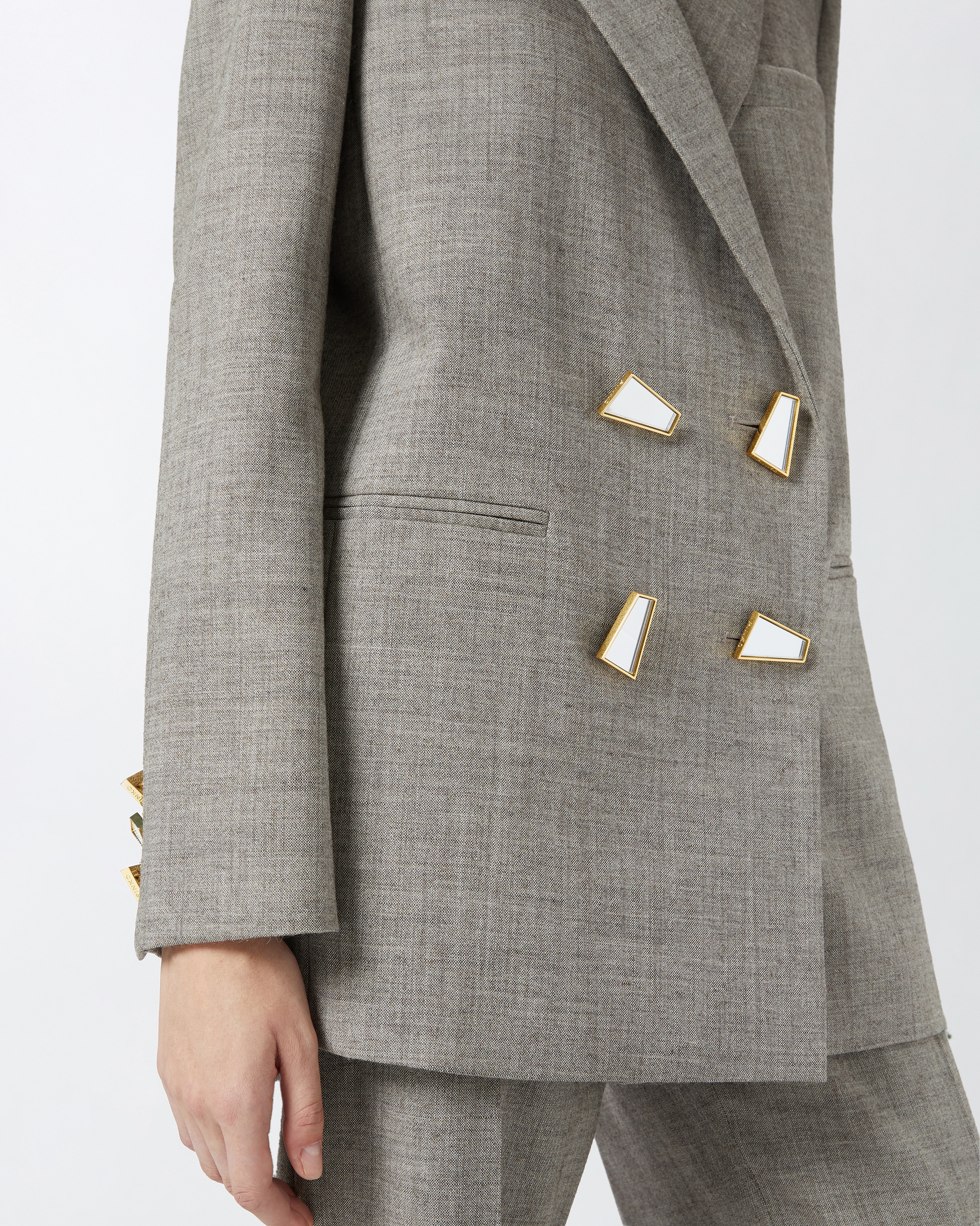 COOL WOOL BLAZER WITH GEOMETRIC BUTTONS - 5