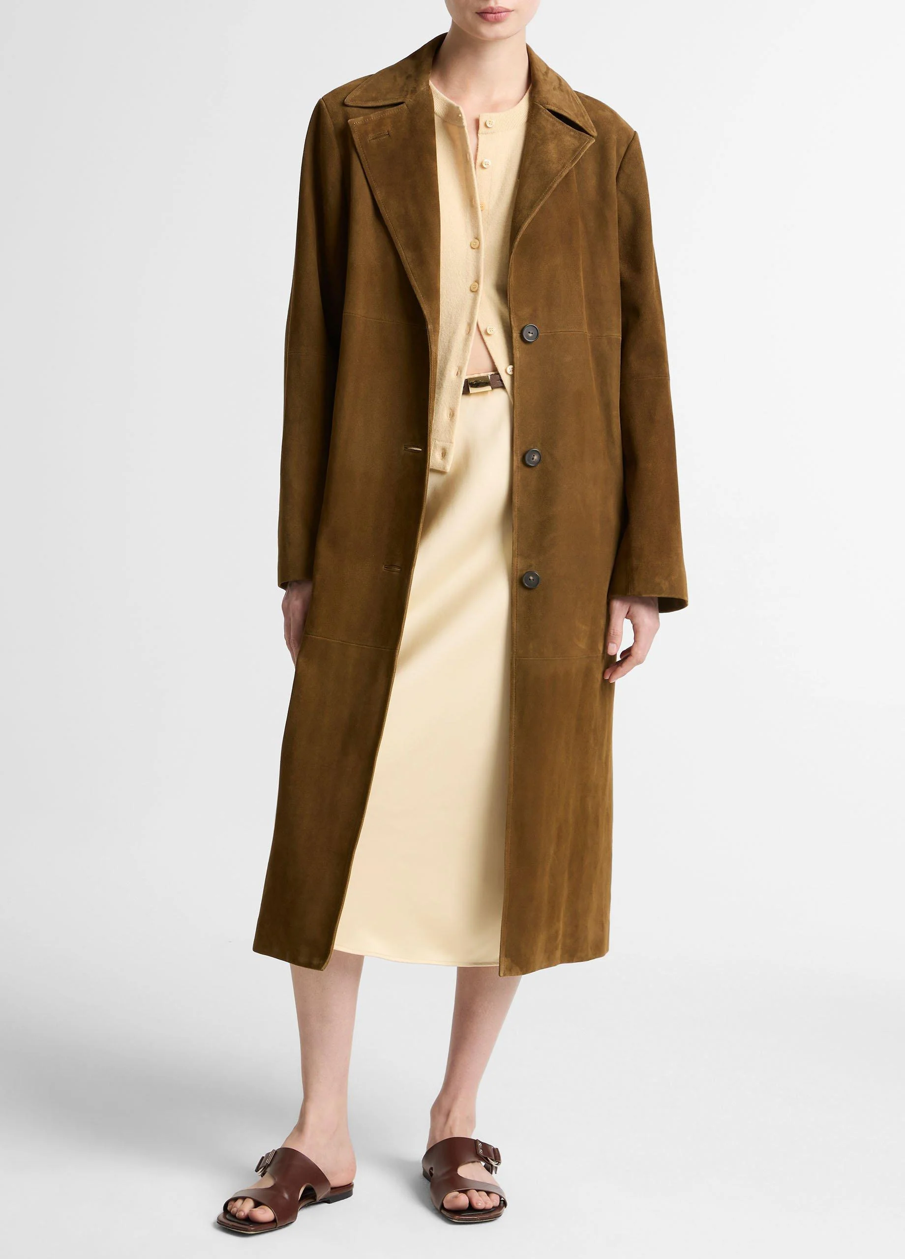 Suede Long Coat - 1