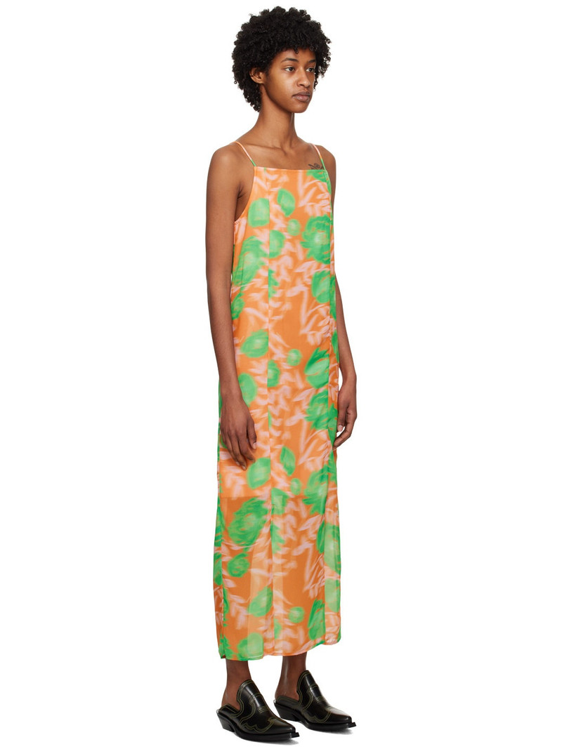 Orange Printed Slip Midi Dress 2