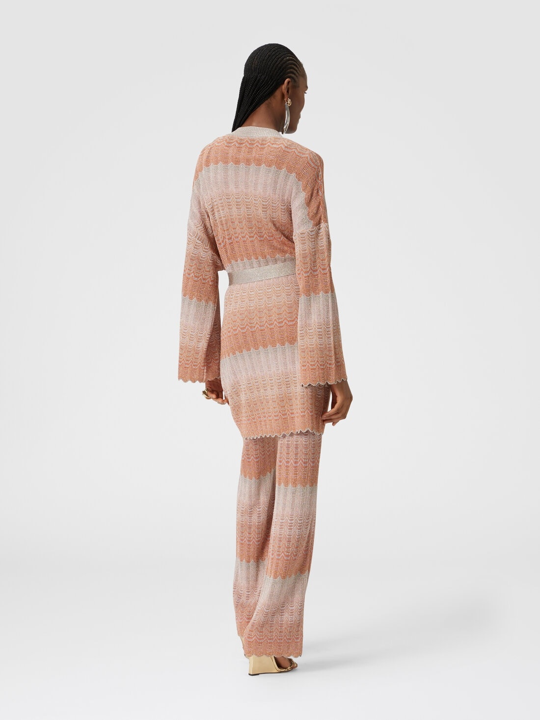 Straight trousers with glare-patterned zig zag lamé - 3