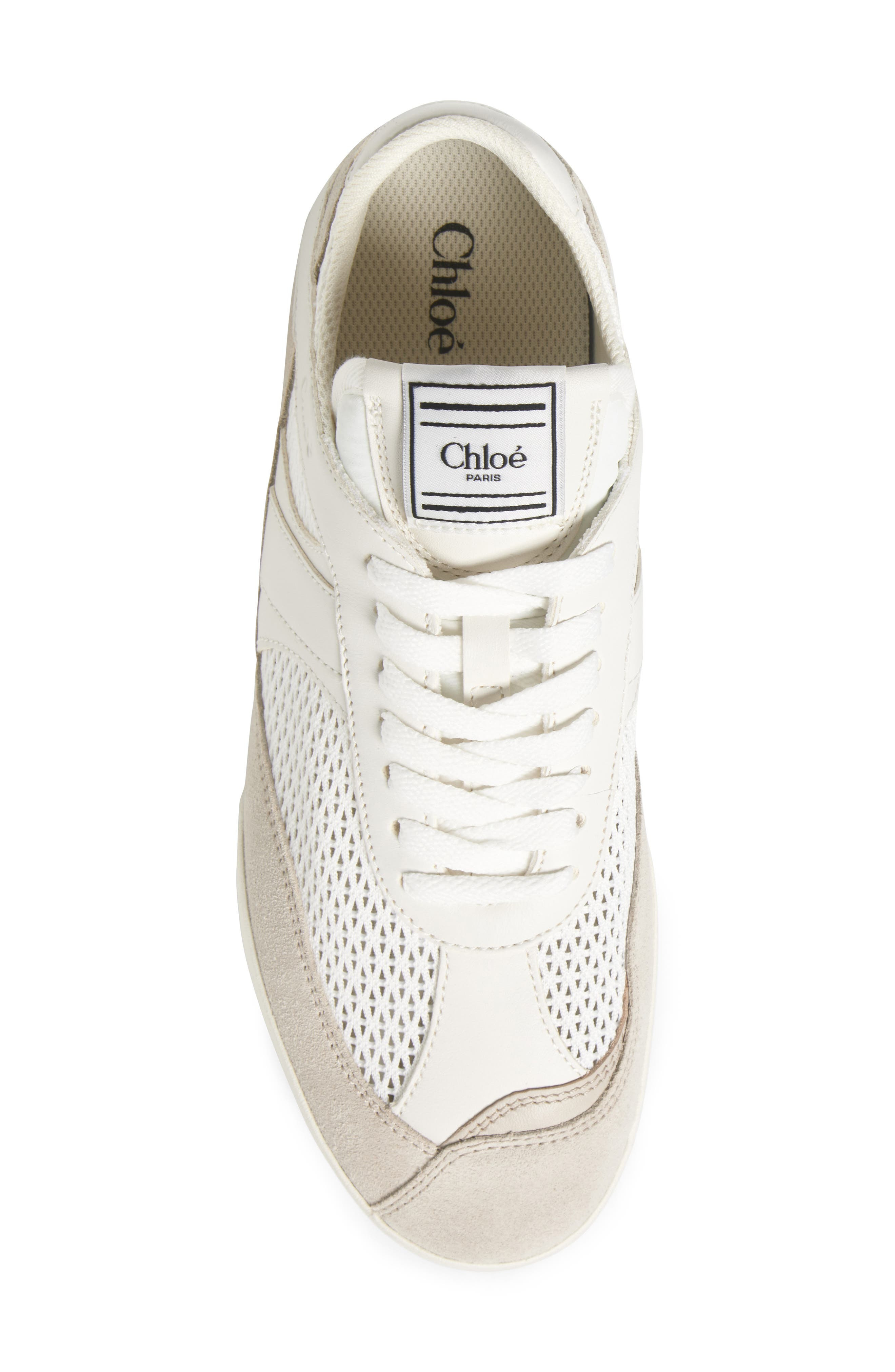 Chloé Kick Leather & Mesh Sneaker in Cloudy Cream at Nordstrom - 5