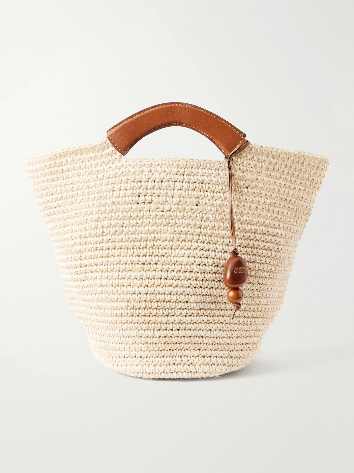 Leather-trimmed Raffia Tote - 1