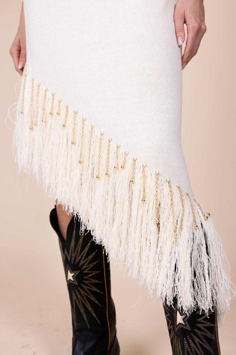Beaded Feather Asym Dress - 3