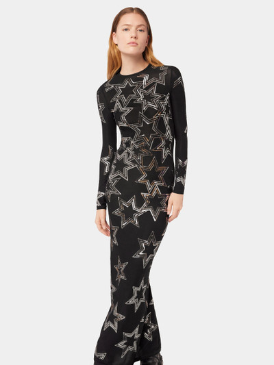 Paco Rabanne LONG BLACK DRESS WITH METALLIZED STAR PATTERNS outlook