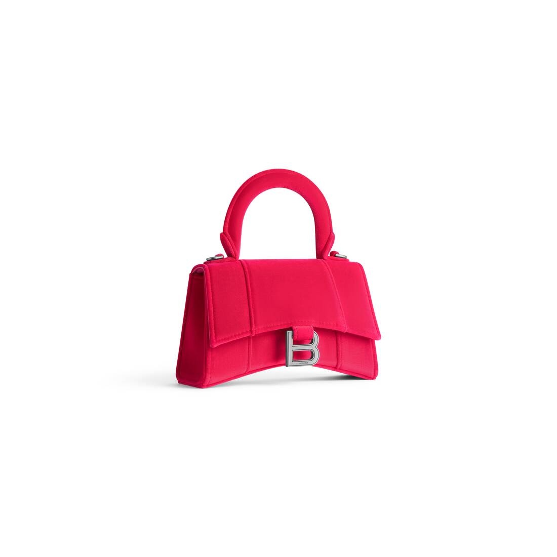 Women's Hourglass Xs Handbag Velvet Jersey in Bright Pink - 2