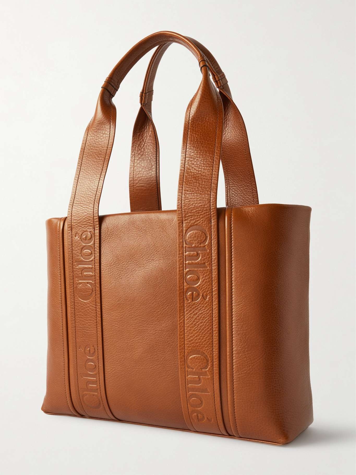 Woody textured-leather tote - 3