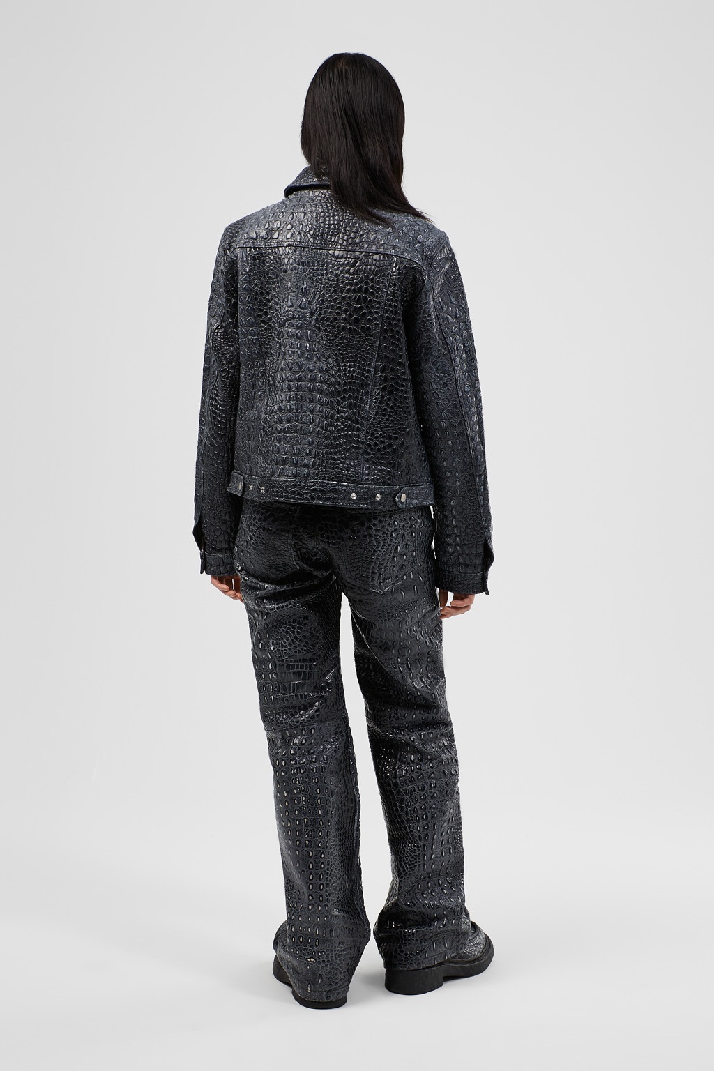 Dark Gray Leather Jacket - 5